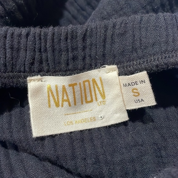 Nation LTD Mariel Off the Shoulder Gauze Cotton Midi Dress in Black - Picture 4 of 10